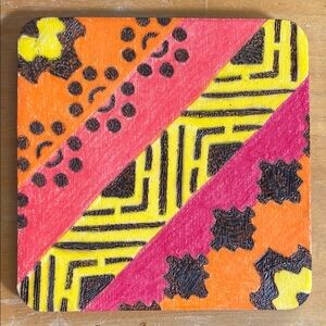 Abstract Patterned Coaster with Bold Colors